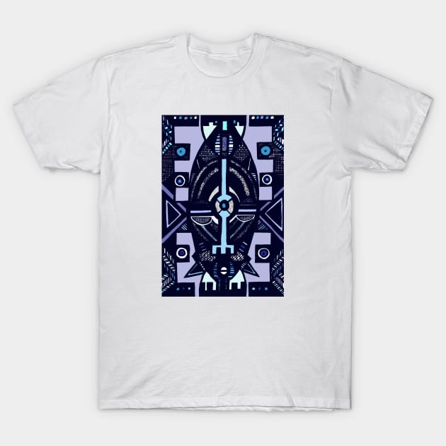 African Mask traditional tribal symbolic pattern design T-Shirt by Tony Cisse Art Originals